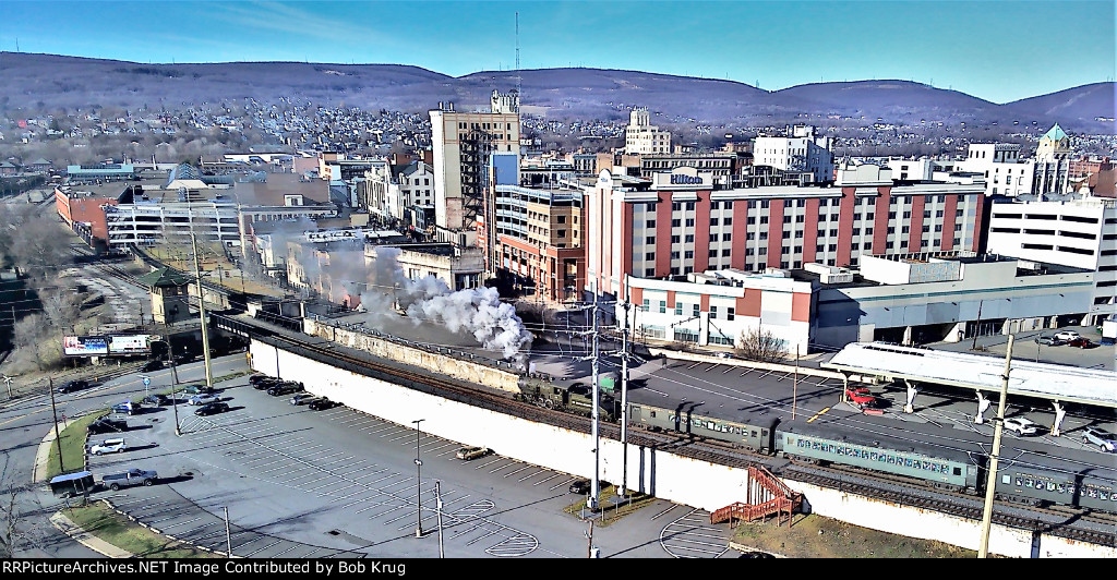 BLW 26 passing downtown Scranton on the uphill / eastbound shove move